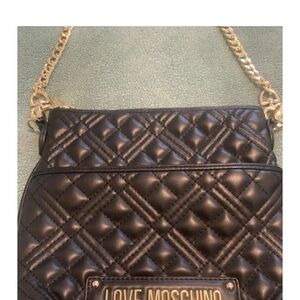 Love Moschino Black Quilted Women's Bag with Detachable Pocket